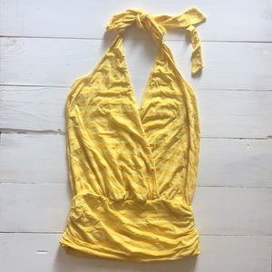 Shades of Yellow Striped Halter Top